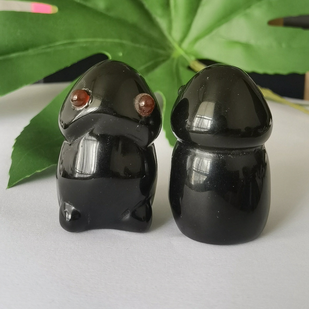 Handmade Craved Black Obsidian Gemstone Monster Pendant for Home & office Decor 25X40MM  Spirit Crystal Ghost Sculpture Figurine Ornament Healing Stone