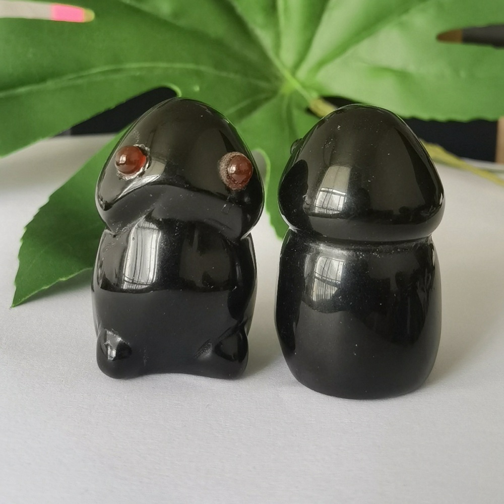 Handmade Craved Black Obsidian Gemstone Monster Pendant for Home & office Decor 25X40MM  Spirit Crystal Ghost Sculpture Figurine Ornament Healing Stone