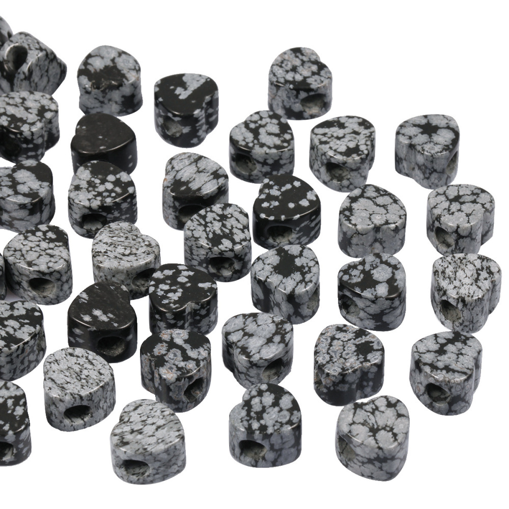 Handmade Craved Loose 14MM Heart Stone Beads for Making Jewelry Drilled Big Hole-5MM 1Pieces