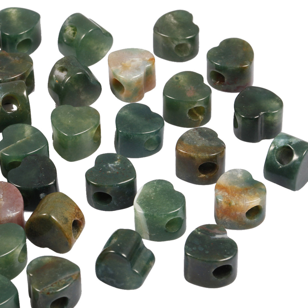 Handmade Craved Loose 14MM Yellow Tiger Eye Heart Stone Beads for Making Jewelry Drilled Big Hole-5MM 1Pieces