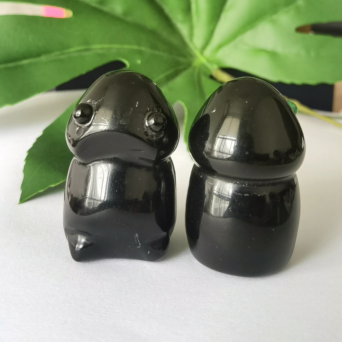 Handmade Craved Black Obsidian Gemstone Monster Pendant for Home & office Decor 25X40MM  Spirit Crystal Ghost Sculpture Figurine Ornament Healing Stone