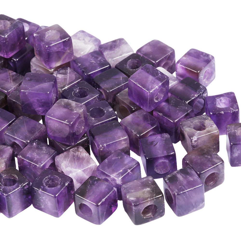 Handmade Craved Loose 10X10mM Cube Stone Beads for Making Jewelry Drilled Big Hole-5MM 1Pieces