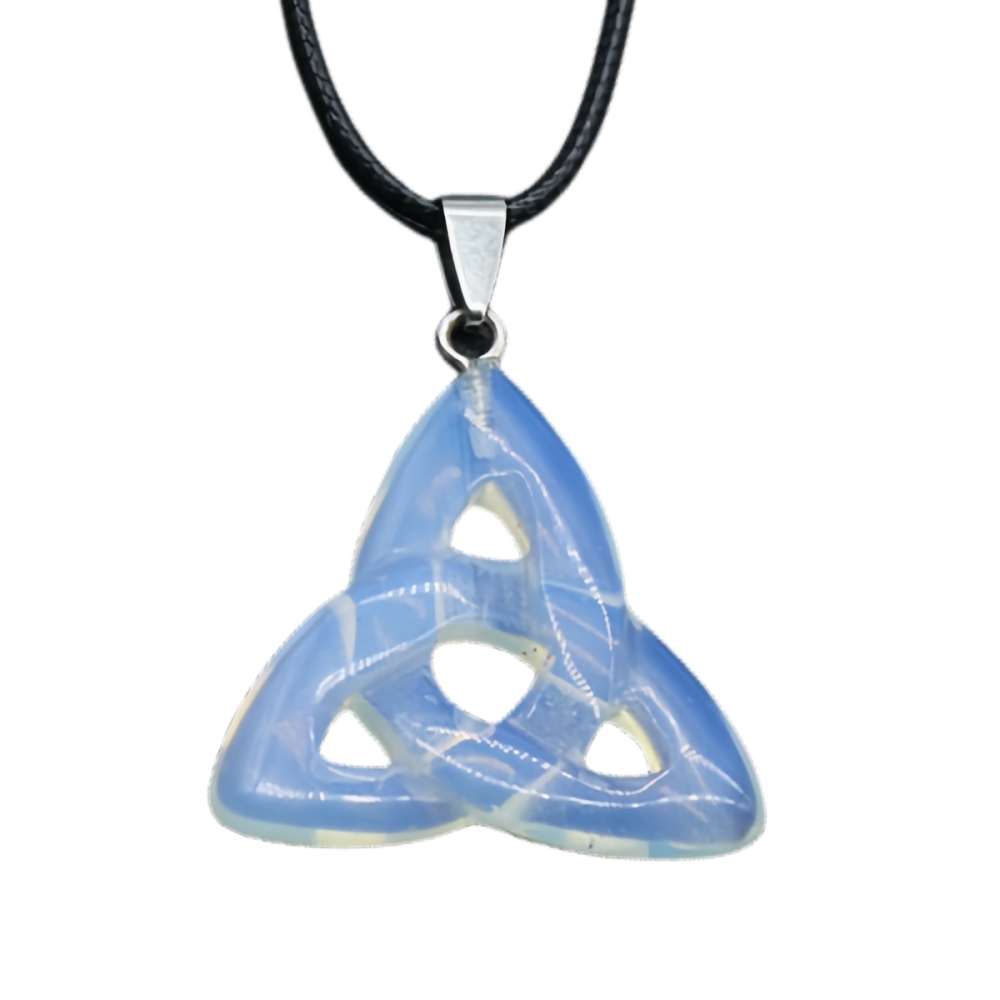 Opal Irish Celtic Knot Pendant Handmade Craved 38MM Hollowed Triangle Gemstone Necklace Jewelry Home Decor