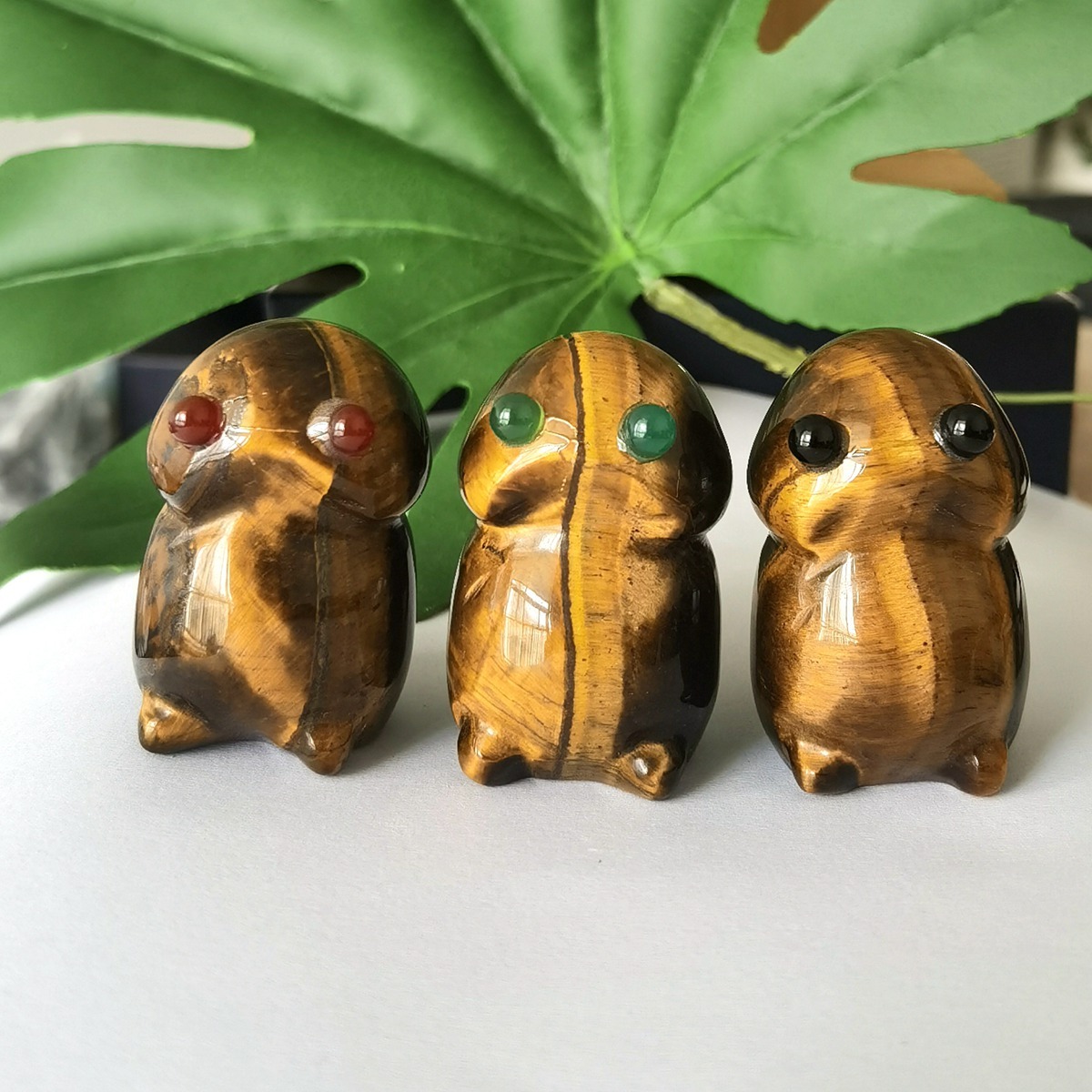 Handmade Craved Tiger Eye Monster Pendant for Home & office Decor 25X40MM  Spirit Crystal Ghost Sculpture Figurine Ornament Healing Stone