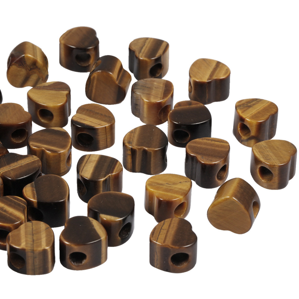 Handmade Craved Loose 14MM Heart Stone Beads for Making Jewelry Drilled Big Hole-5MM 1Pieces
