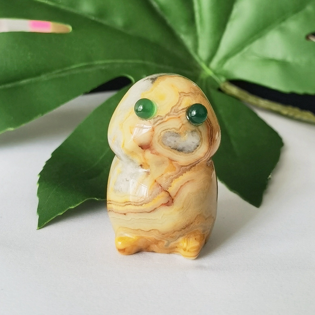 Handmade Craved Crazy Agate Monster Pendant for Home & office Decor 25X40MM  Spirit Crystal Ghost Sculpture Figurine Ornament Healing Stone