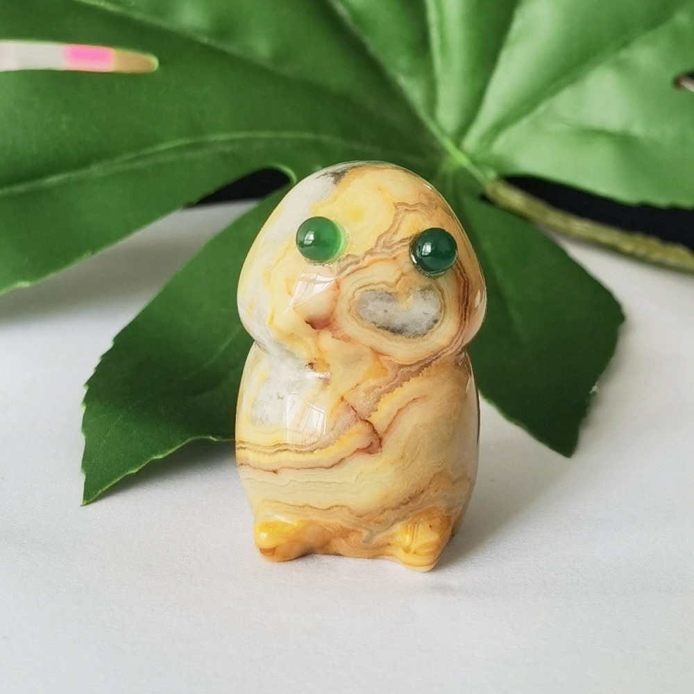 Handmade Craved Crazy Agate Monster Pendant for Home & office Decor 25X40MM  Spirit Crystal Ghost Sculpture Figurine Ornament Healing Stone