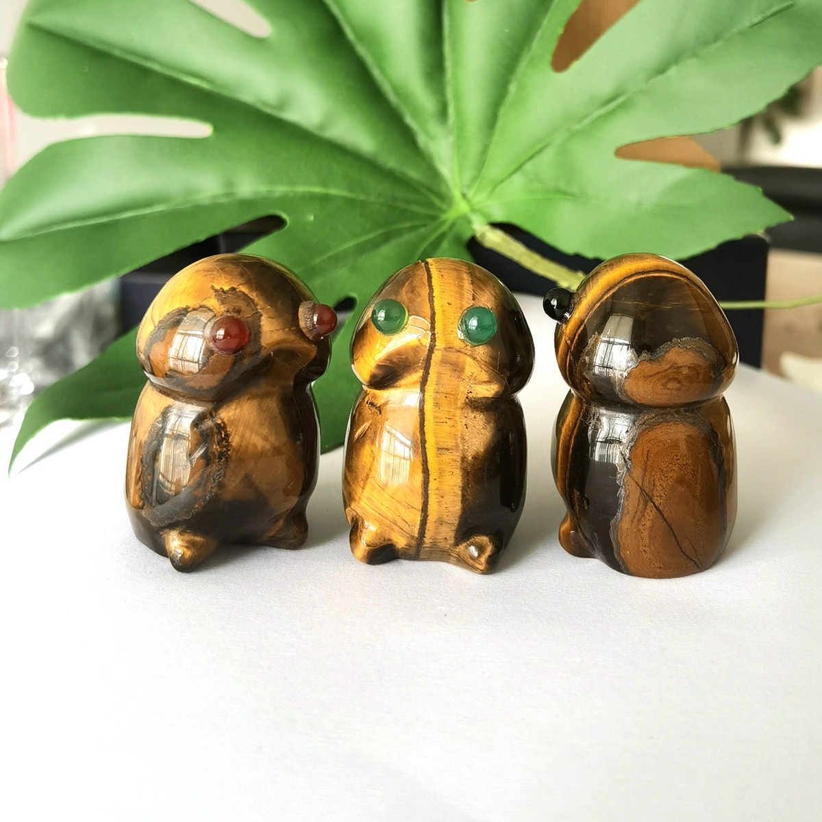 Handmade Craved Tiger Eye Monster Pendant for Home & office Decor 25X40MM  Spirit Crystal Ghost Sculpture Figurine Ornament Healing Stone
