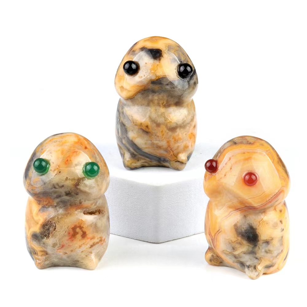 Handmade Craved Gemstone Monster Pendant for Home & office Decor 25X40MM  Spirit Crystal Ghost Sculpture Figurine Ornament Healing Stone