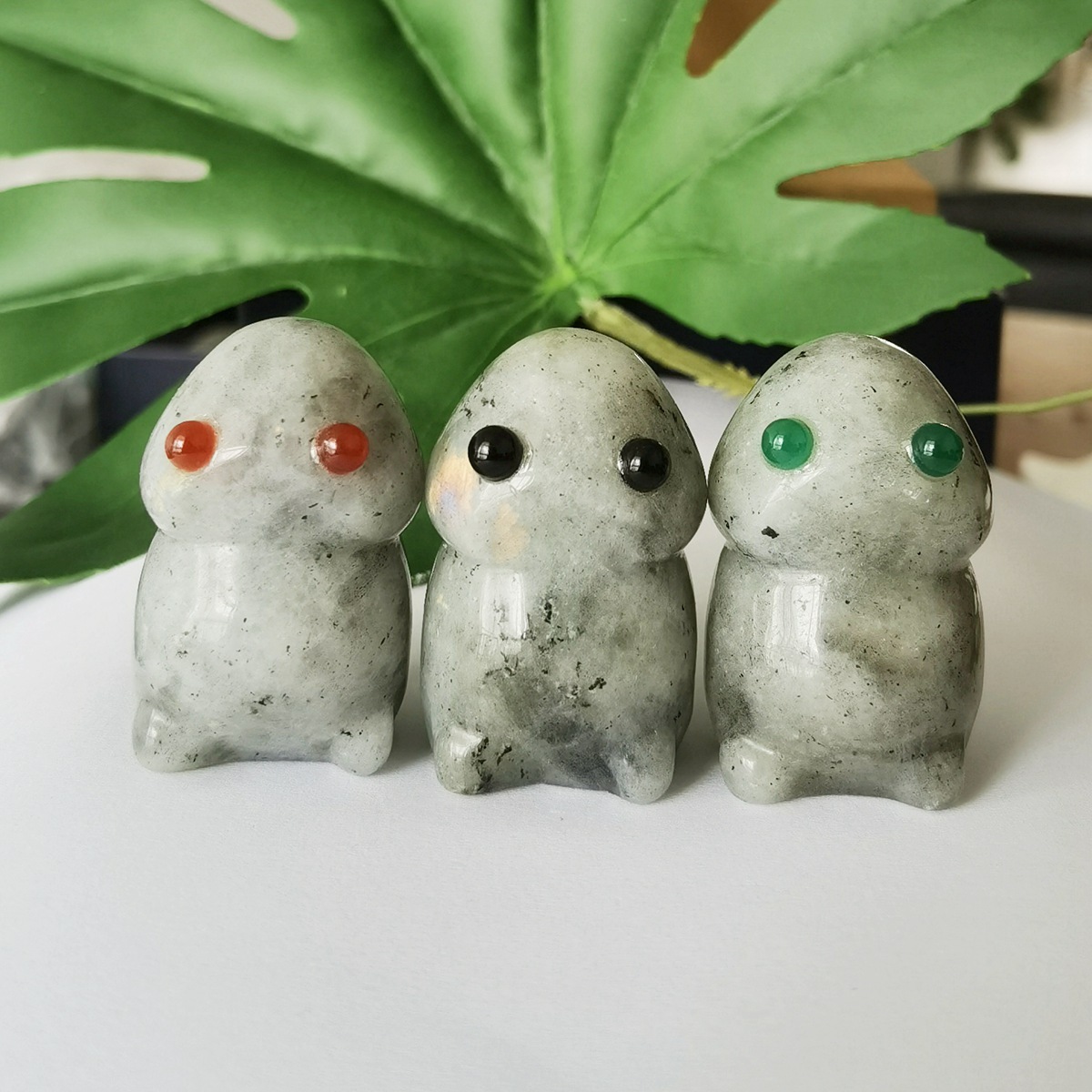 Handmade Craved Labradorite Monster Pendant for Home & office Decor 25X40MM  Spirit Crystal Ghost Sculpture Figurine Ornament Healing Stone