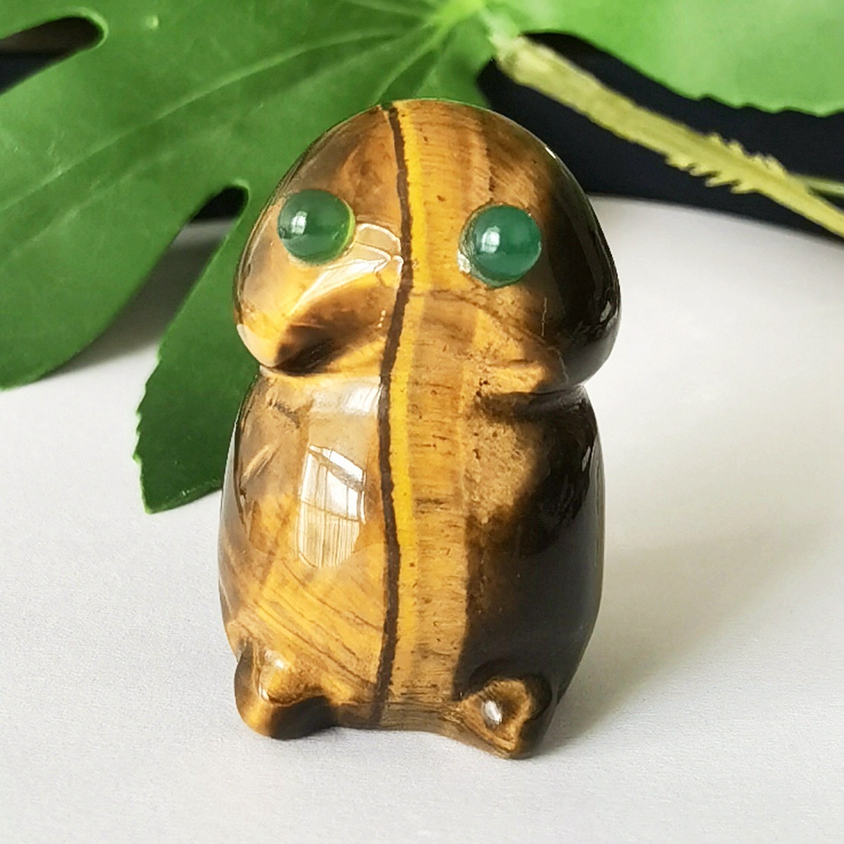 Handmade Craved Tiger Eye Monster Pendant for Home & office Decor 25X40MM  Spirit Crystal Ghost Sculpture Figurine Ornament Healing Stone