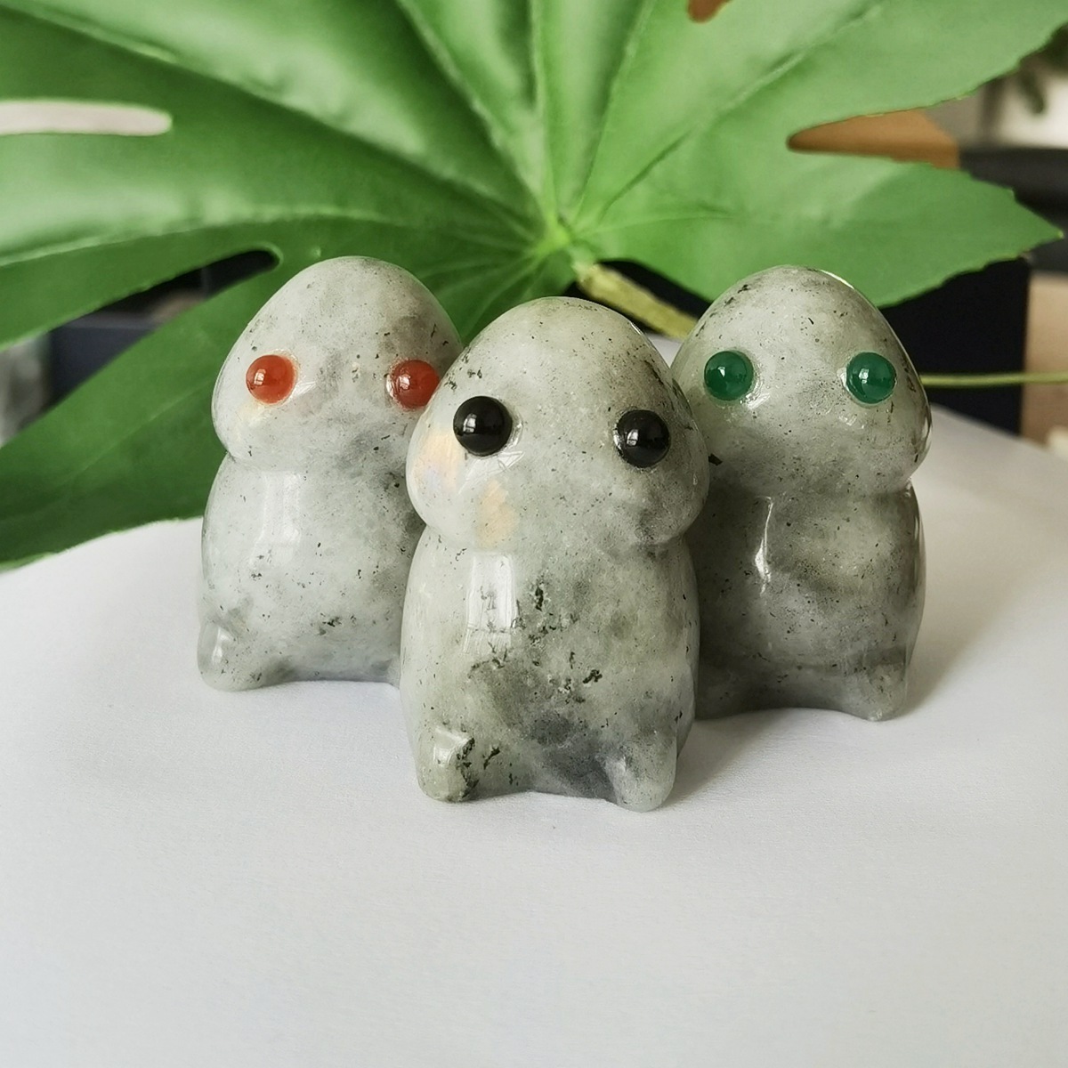 Handmade Craved Labradorite Monster Pendant for Home & office Decor 25X40MM  Spirit Crystal Ghost Sculpture Figurine Ornament Healing Stone