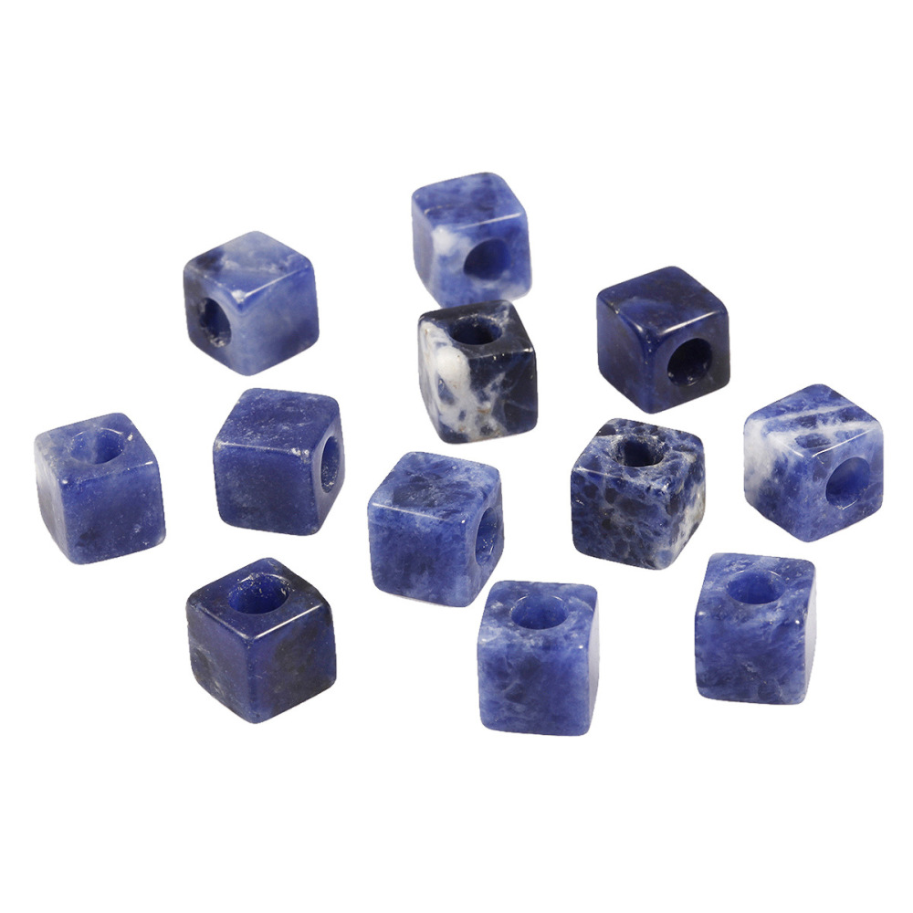 Handmade Craved Loose 10X10mM Cube Stone Beads for Making Jewelry Drilled Big Hole-5MM 1Pieces