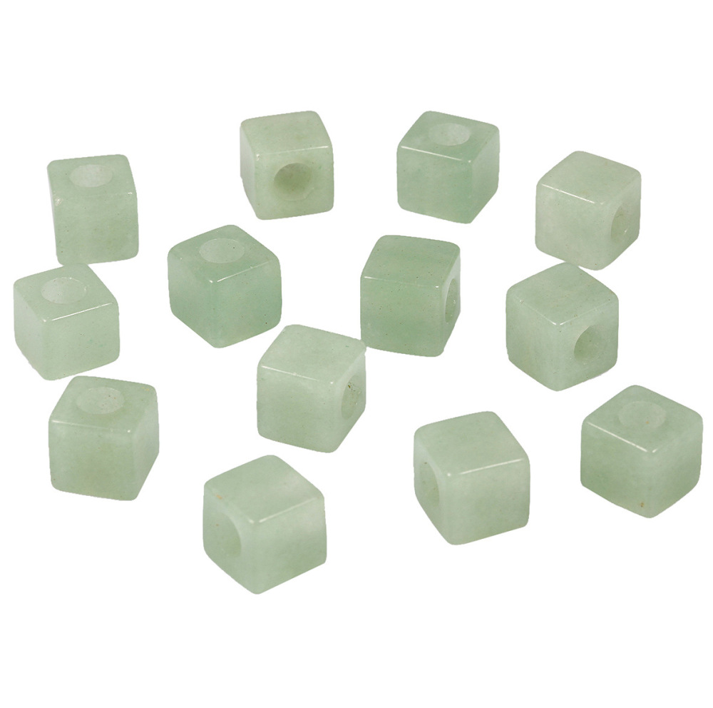 Handmade Craved Loose 10X10mM Cube Stone Beads for Making Jewelry Drilled Big Hole-5MM 1Pieces