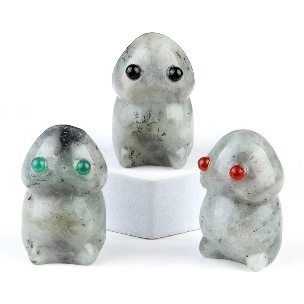 Handmade Craved Gemstone Monster Pendant for Home & office Decor 25X40MM  Spirit Crystal Ghost Sculpture Figurine Ornament Healing Stone