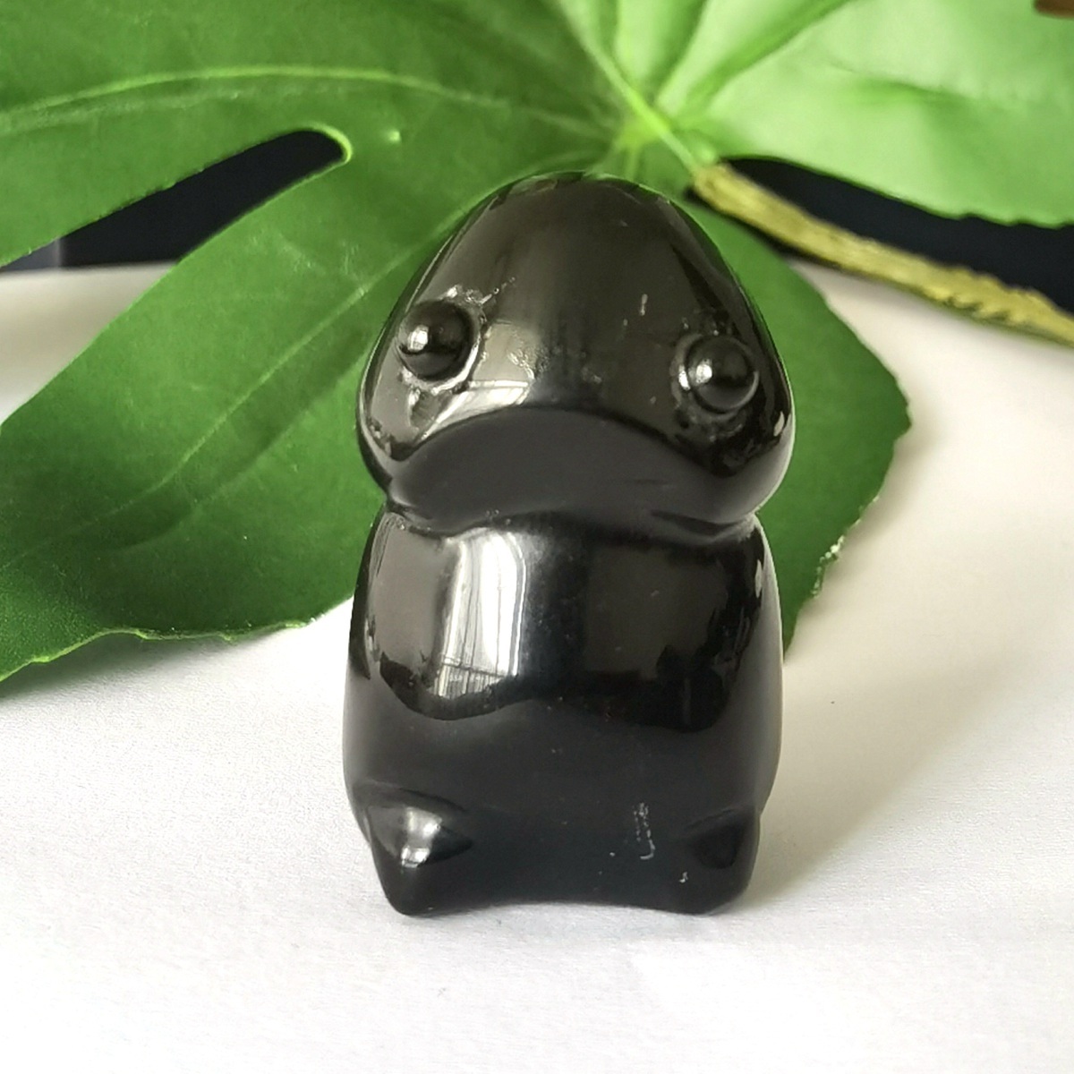 Handmade Craved Black Obsidian Gemstone Monster Pendant for Home & office Decor 25X40MM  Spirit Crystal Ghost Sculpture Figurine Ornament Healing Stone