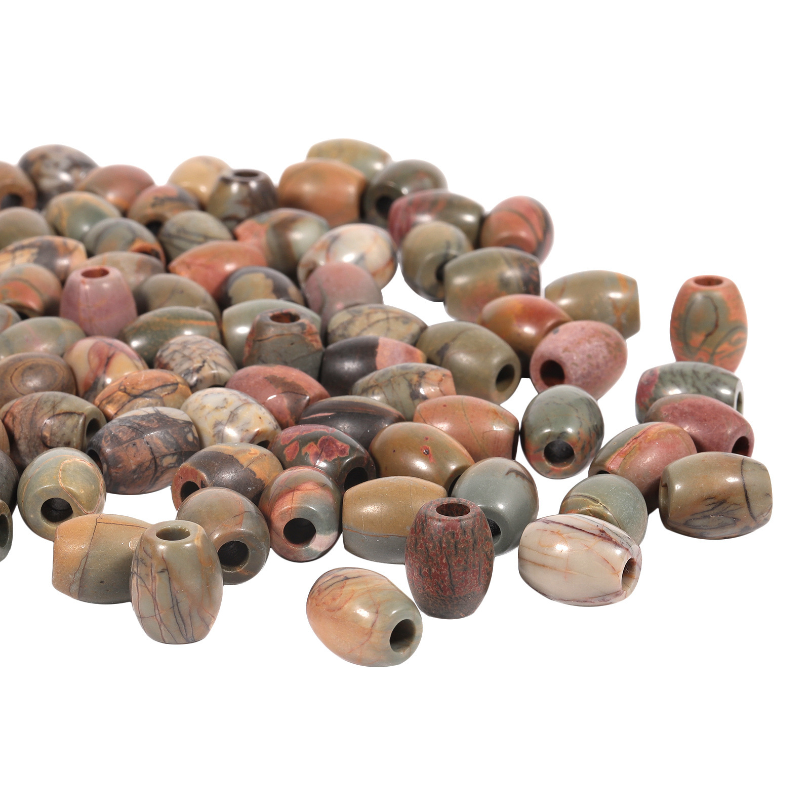 Handmade Craved Loose 12X16MM Oval Stone Beads for Making Jewelry Drilled Big Hole-5MM 1Pieces