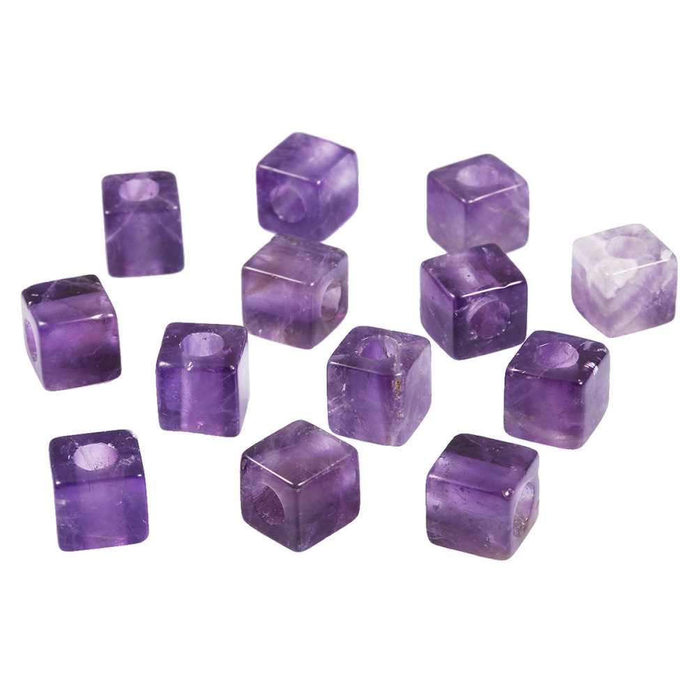 Handmade Craved Loose 10X10mM Cube Stone Beads for Making Jewelry Drilled Big Hole-5MM 1Pieces