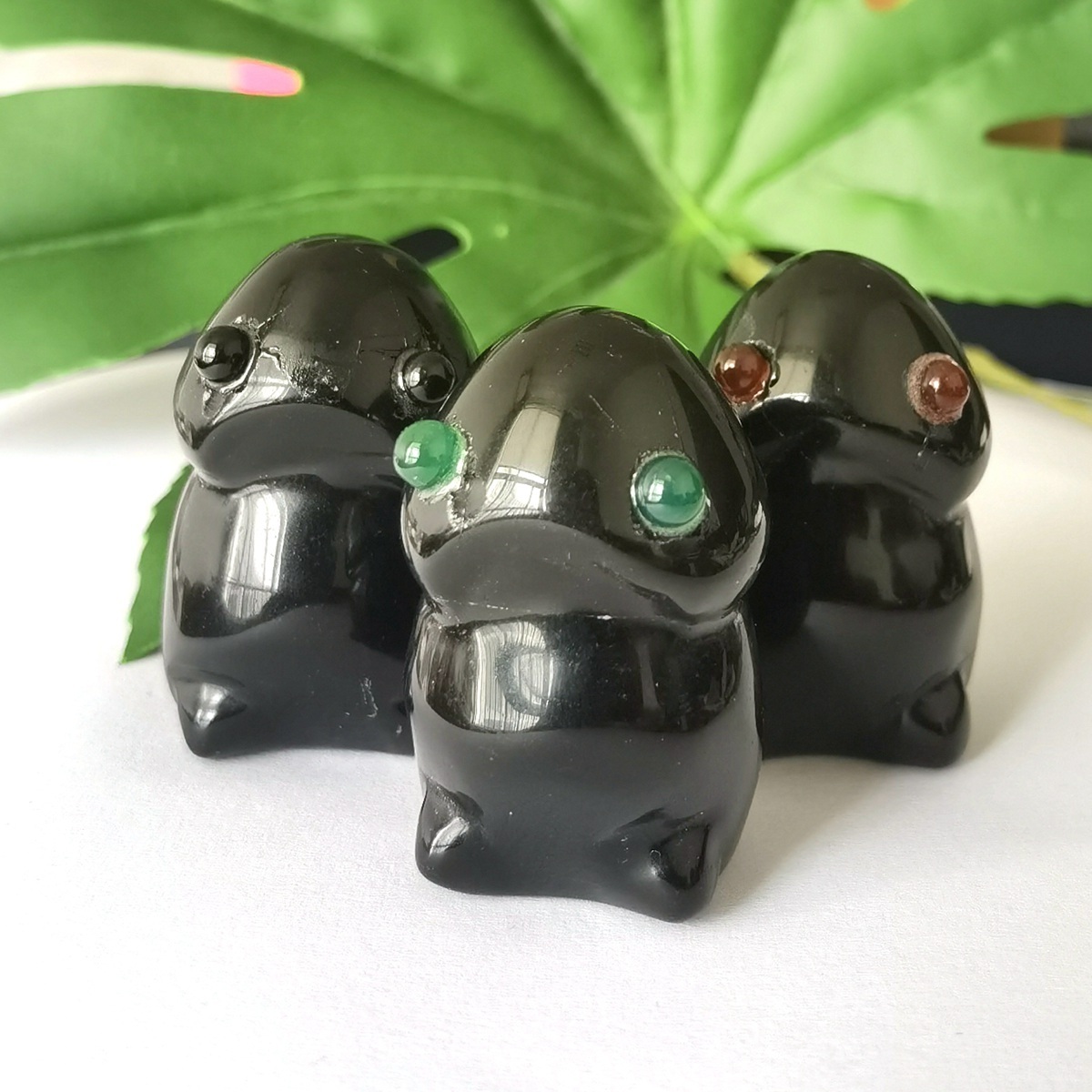 Handmade Craved Black Obsidian Gemstone Monster Pendant for Home & office Decor 25X40MM  Spirit Crystal Ghost Sculpture Figurine Ornament Healing Stone