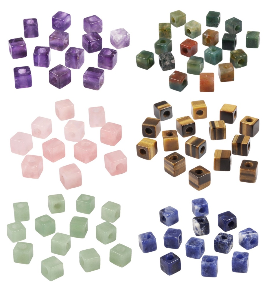 Handmade Craved Loose 10X10mM Cube Stone Beads for Making Jewelry Drilled Big Hole-5MM 1Pieces