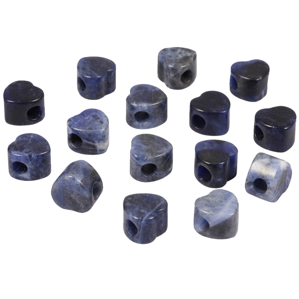 Handmade Craved Loose 14MM Heart Stone Beads for Making Jewelry Drilled Big Hole-5MM 1Pieces