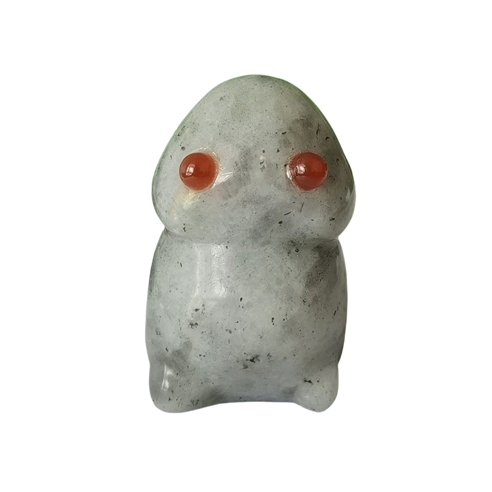 Handmade Craved Labradorite Monster Pendant for Home & office Decor 25X40MM  Spirit Crystal Ghost Sculpture Figurine Ornament Healing Stone