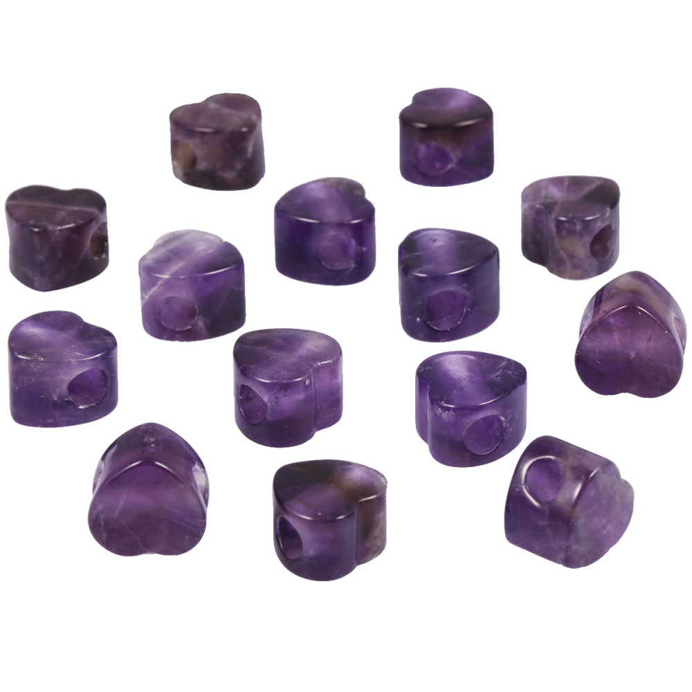 Handmade Craved Loose 14MM Heart Stone Beads for Making Jewelry Drilled Big Hole-5MM 1Pieces