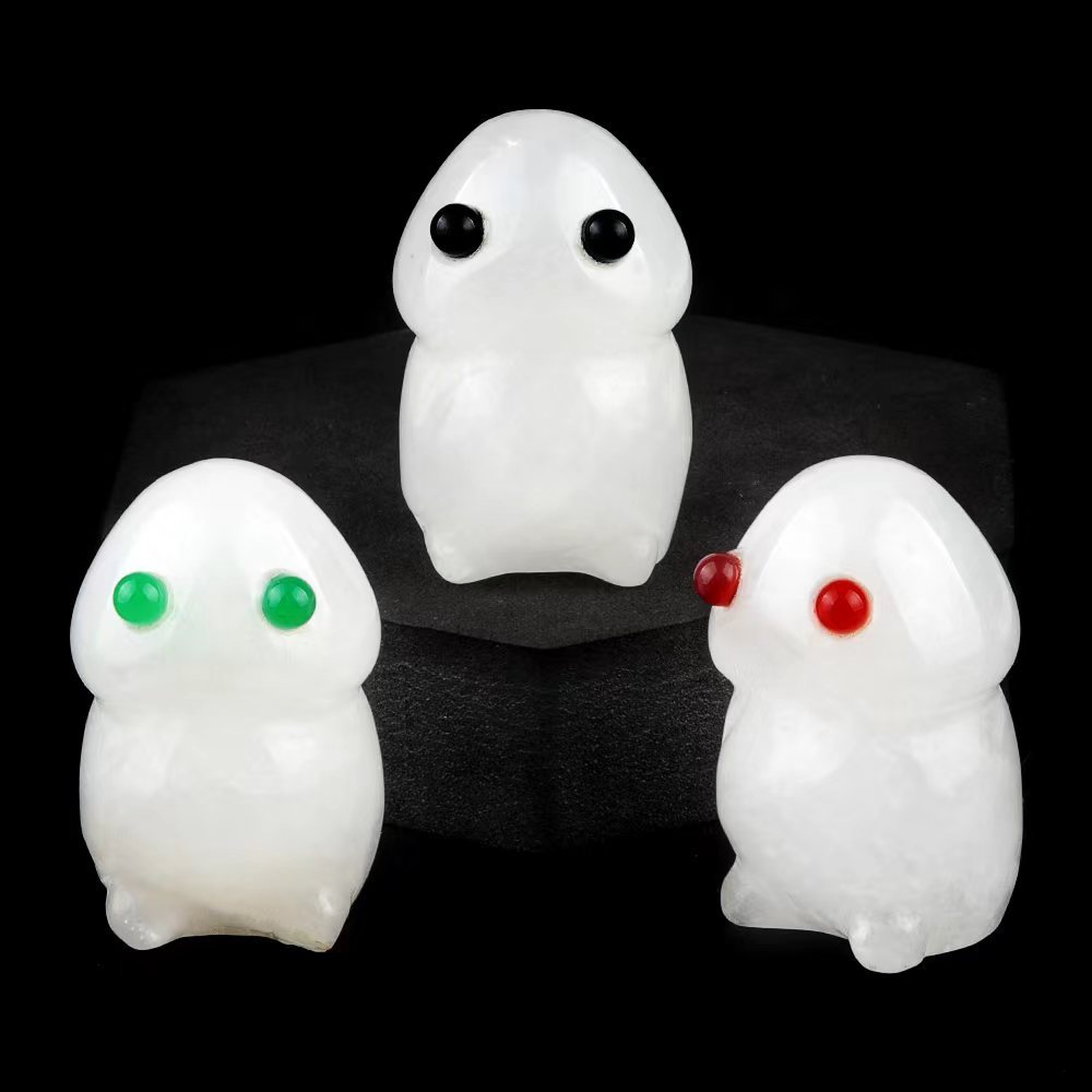Handmade Craved Gemstone Monster Pendant for Home & office Decor 25X40MM  Spirit Crystal Ghost Sculpture Figurine Ornament Healing Stone