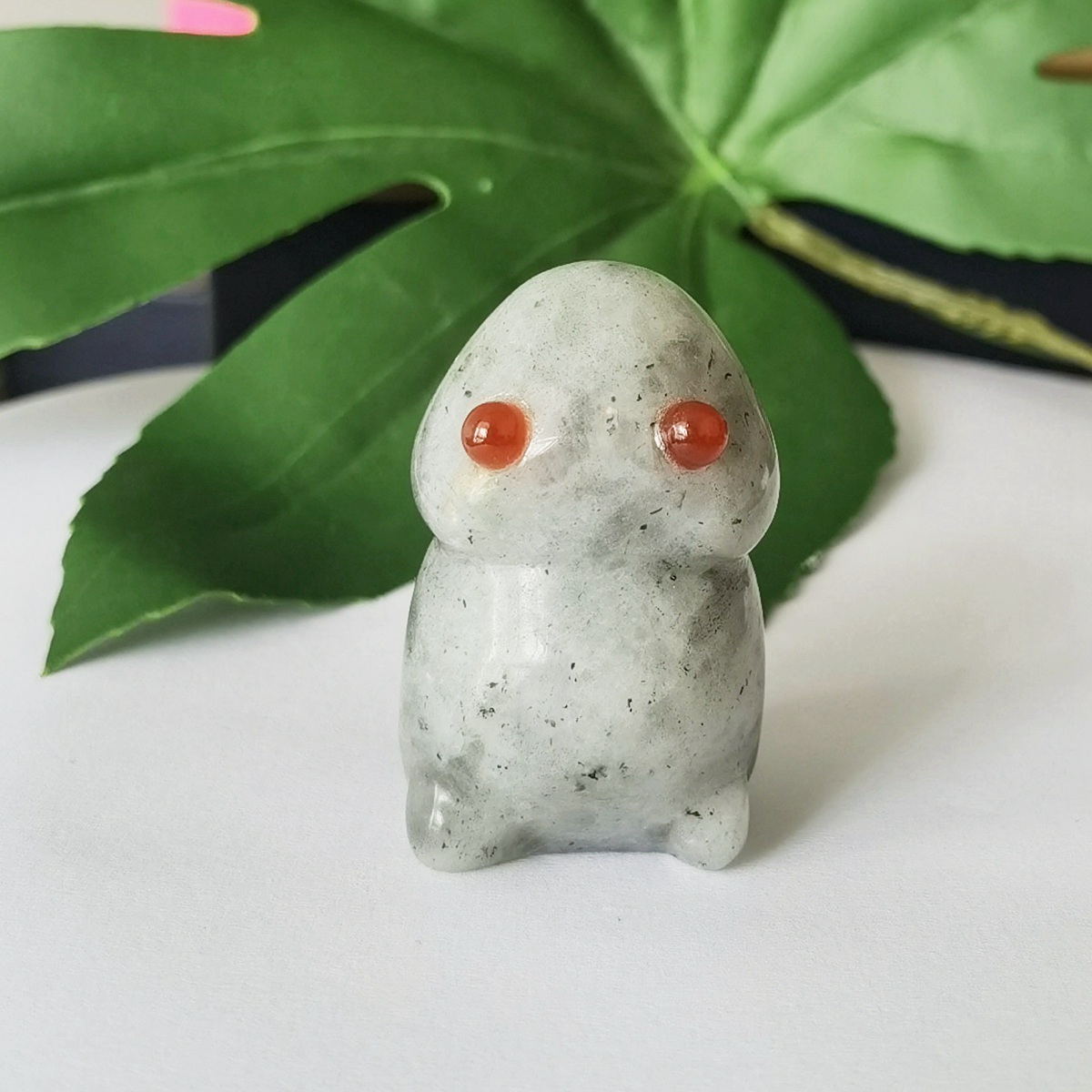 Handmade Craved Labradorite Monster Pendant for Home & office Decor 25X40MM  Spirit Crystal Ghost Sculpture Figurine Ornament Healing Stone