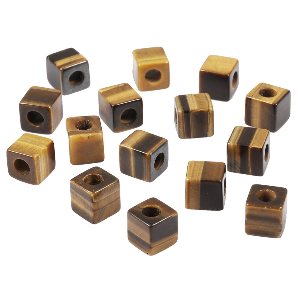Handmade Craved Loose 10X10mM Cube Stone Beads for Making Jewelry Drilled Big Hole-5MM 1Pieces