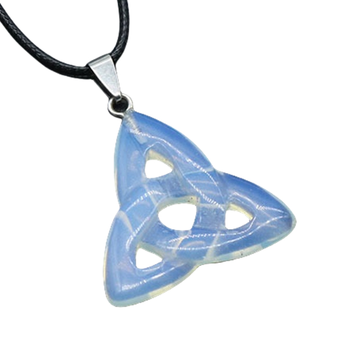 Opal Irish Celtic Knot Pendant Handmade Craved 38MM Hollowed Triangle Gemstone Necklace Jewelry Home Decor
