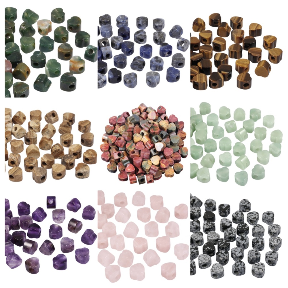 Handmade Craved Loose 14MM Heart Stone Beads for Making Jewelry Drilled Big Hole-5MM 1Pieces