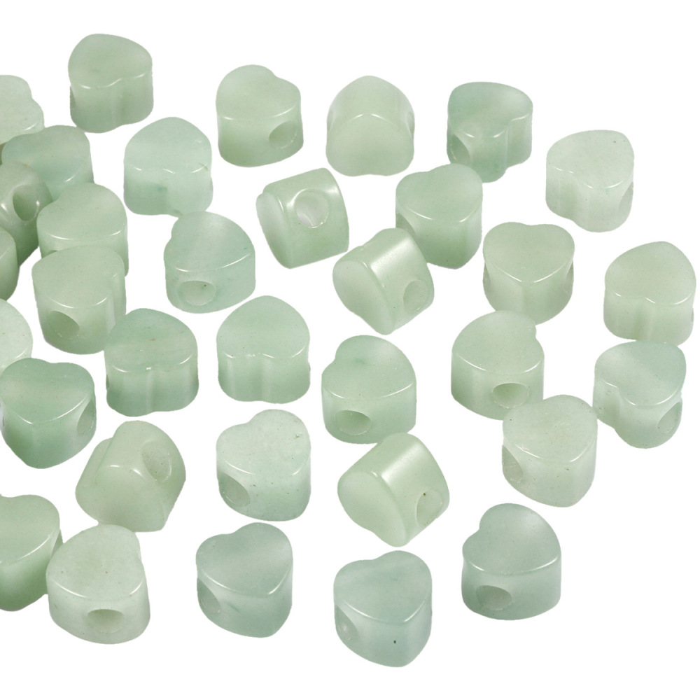 Handmade Craved Loose 14MM Heart Stone Beads for Making Jewelry Drilled Big Hole-5MM 1Pieces