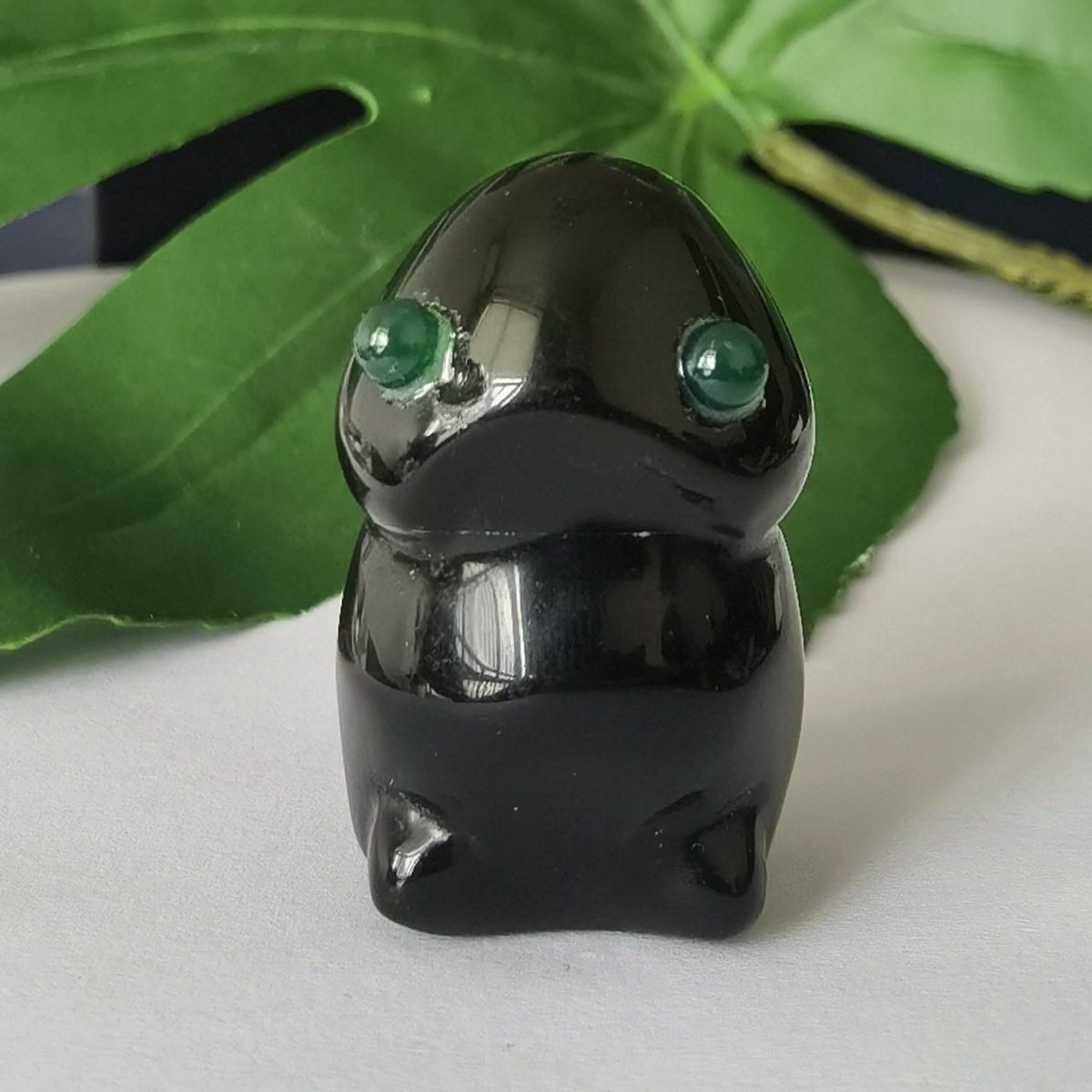 Handmade Craved Black Obsidian Gemstone Monster Pendant for Home & office Decor 25X40MM  Spirit Crystal Ghost Sculpture Figurine Ornament Healing Stone