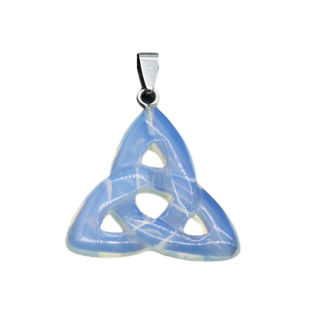 Opal Irish Celtic Knot Pendant Handmade Craved 38MM Hollowed Triangle Gemstone Necklace Jewelry Home Decor