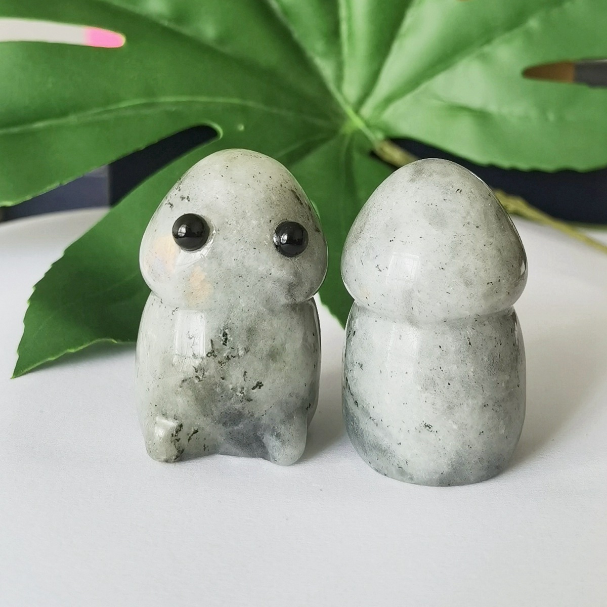 Handmade Craved Labradorite Monster Pendant for Home & office Decor 25X40MM  Spirit Crystal Ghost Sculpture Figurine Ornament Healing Stone