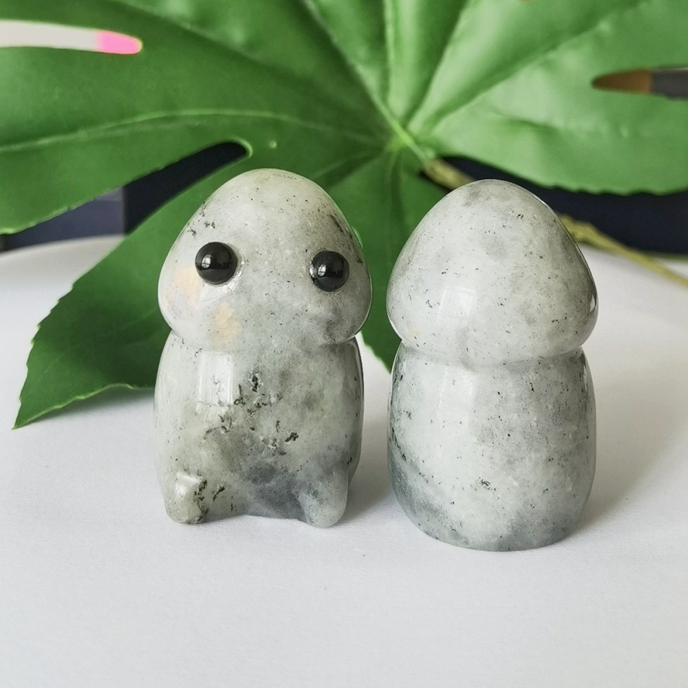 Handmade Craved Labradorite Monster Pendant for Home & office Decor 25X40MM  Spirit Crystal Ghost Sculpture Figurine Ornament Healing Stone