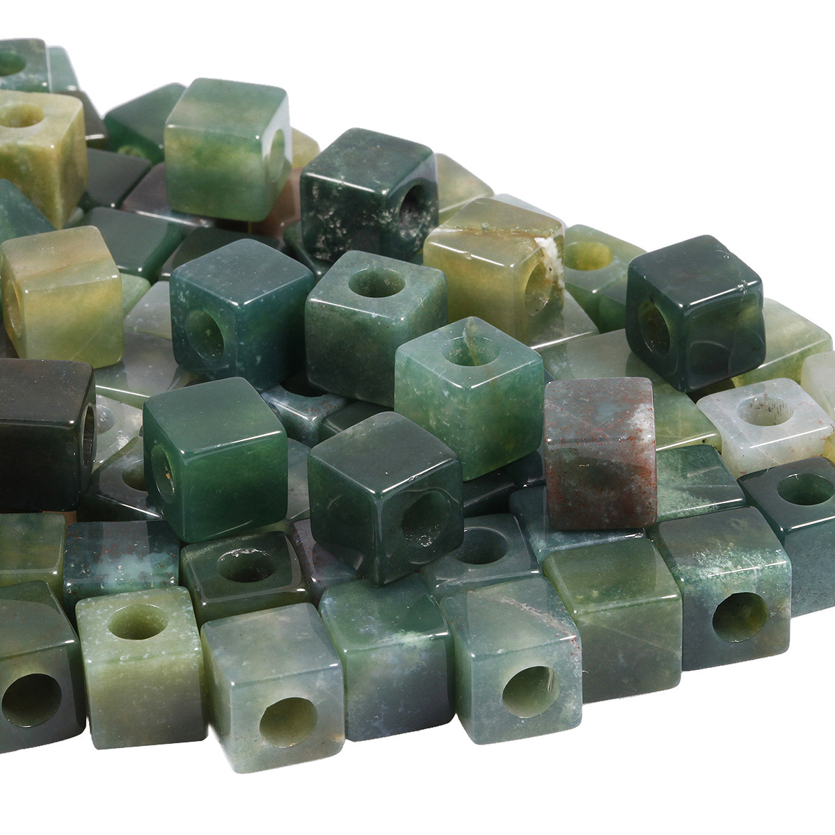 Handmade Craved Loose 10X10mM Cube Stone Beads for Making Jewelry Drilled Big Hole-5MM 1Pieces