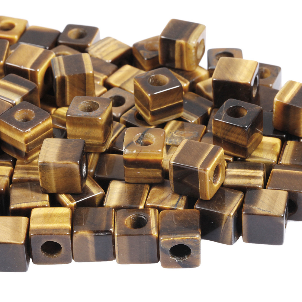 Handmade Craved Loose 10X10mM Cube Stone Beads for Making Jewelry Drilled Big Hole-5MM 1Pieces