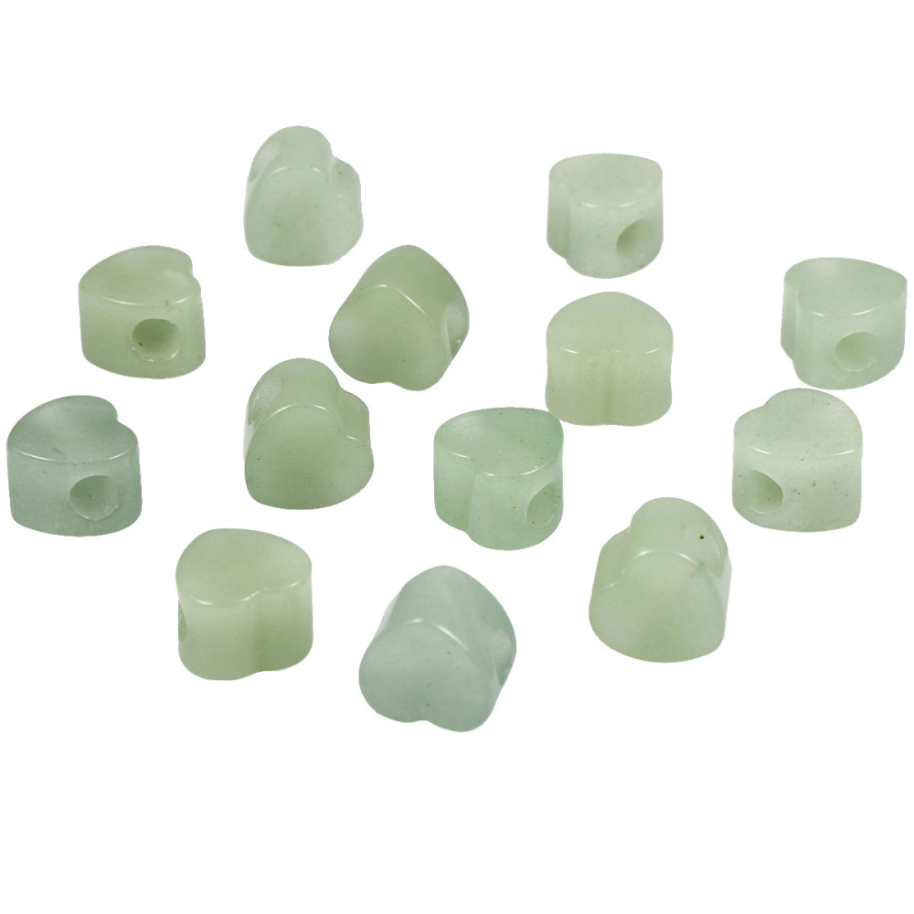 Handmade Craved Loose 14MM Heart Stone Beads for Making Jewelry Drilled Big Hole-5MM 1Pieces