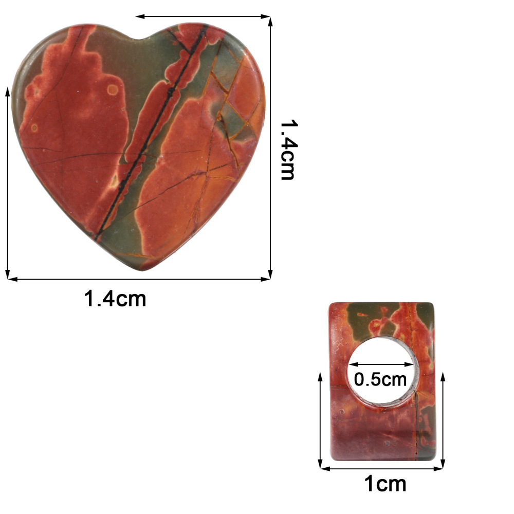Handmade Craved Loose 14MM Heart Stone Beads for Making Jewelry Drilled Big Hole-5MM 1Pieces
