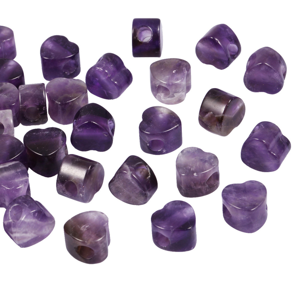 Handmade Craved Loose 14MM Heart Stone Beads for Making Jewelry Drilled Big Hole-5MM 1Pieces