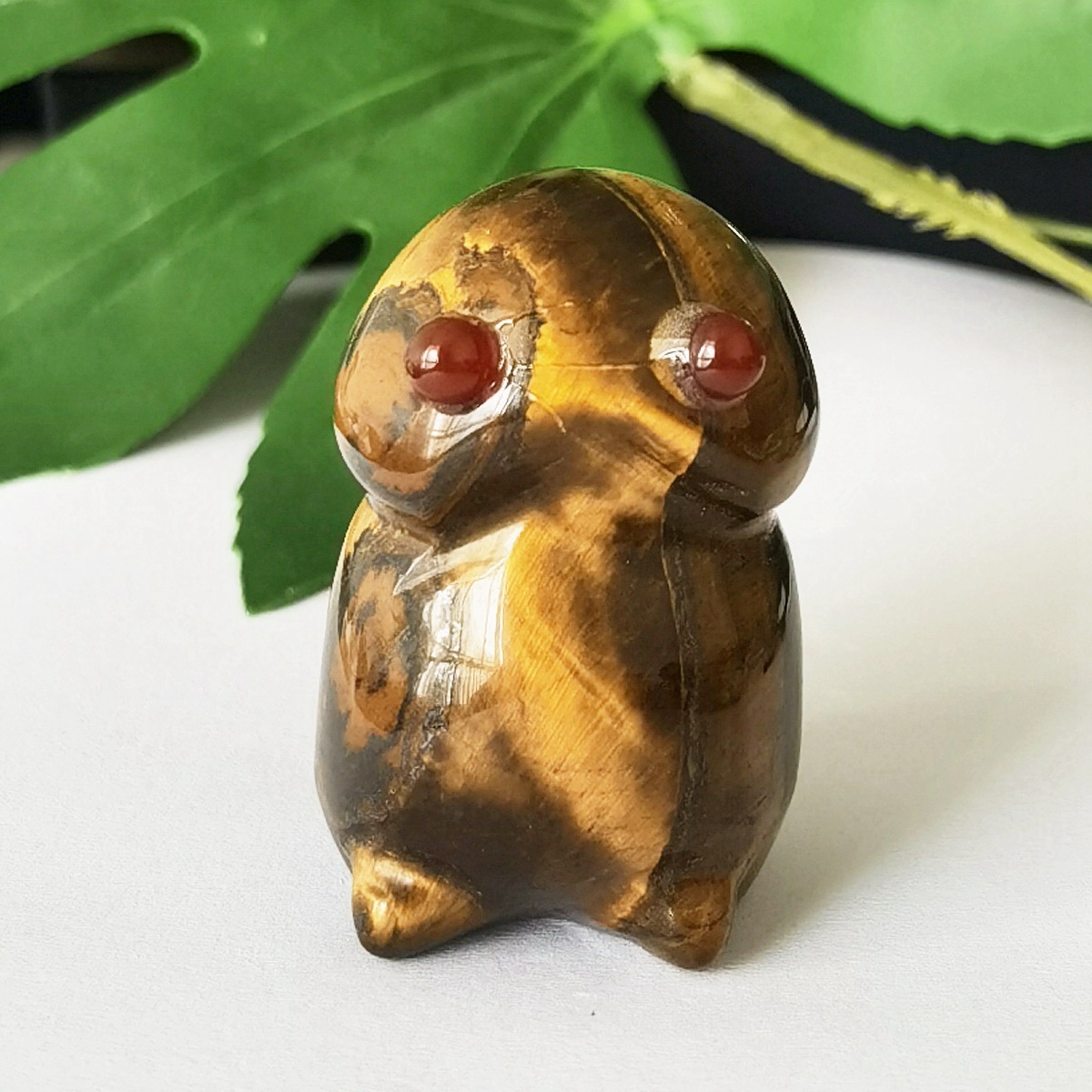 Handmade Craved Tiger Eye Monster Pendant for Home & office Decor 25X40MM  Spirit Crystal Ghost Sculpture Figurine Ornament Healing Stone