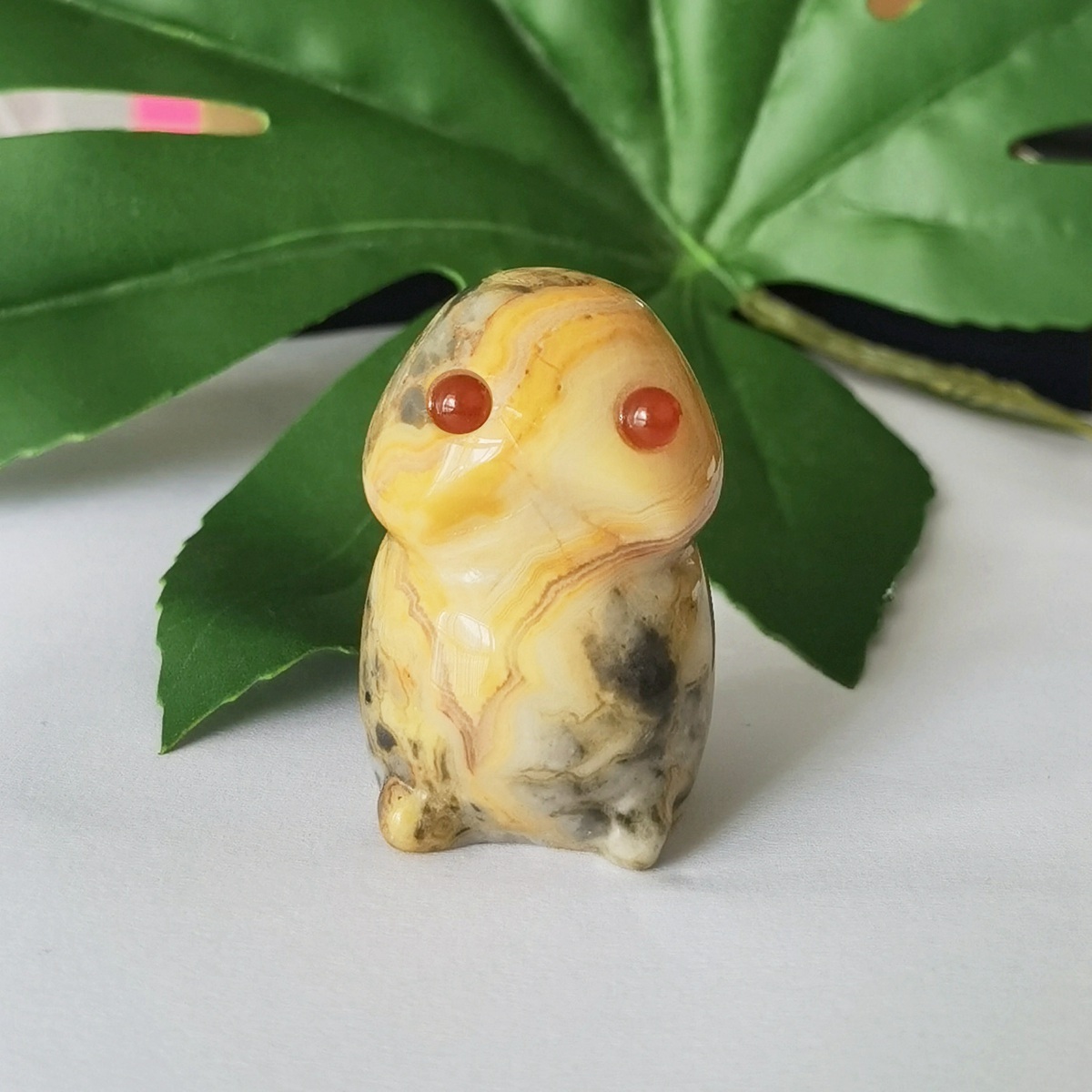 Handmade Craved Crazy Agate Monster Pendant for Home & office Decor 25X40MM  Spirit Crystal Ghost Sculpture Figurine Ornament Healing Stone