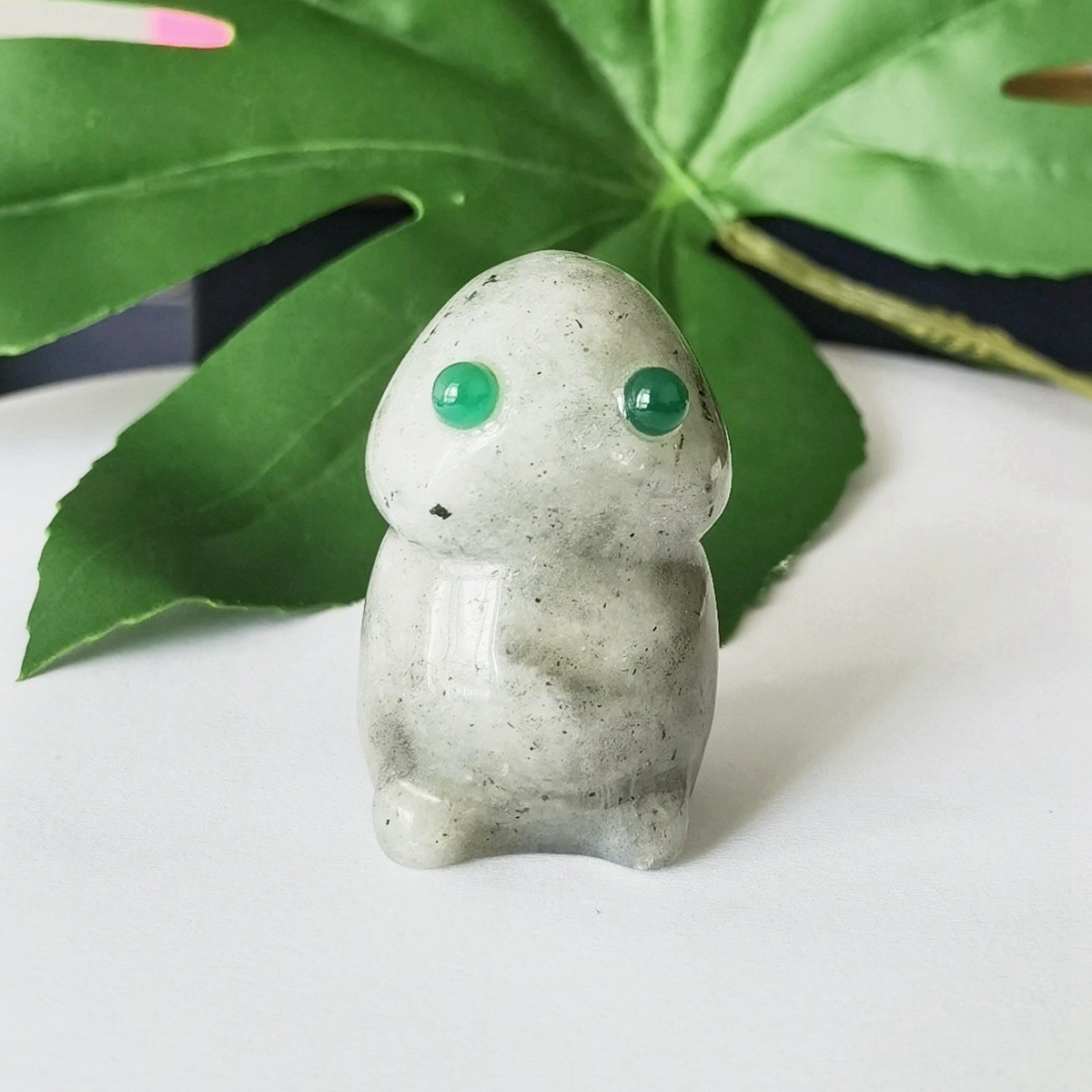 Handmade Craved Labradorite Monster Pendant for Home & office Decor 25X40MM  Spirit Crystal Ghost Sculpture Figurine Ornament Healing Stone