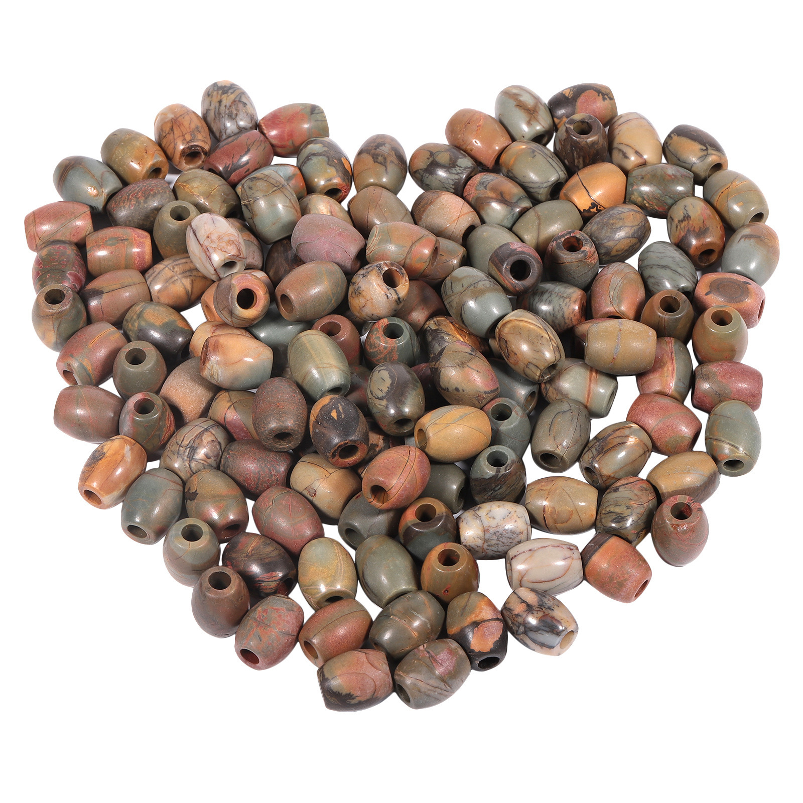 Handmade Craved Loose 12X16MM Oval Stone Beads for Making Jewelry Drilled Big Hole-5MM 1Pieces