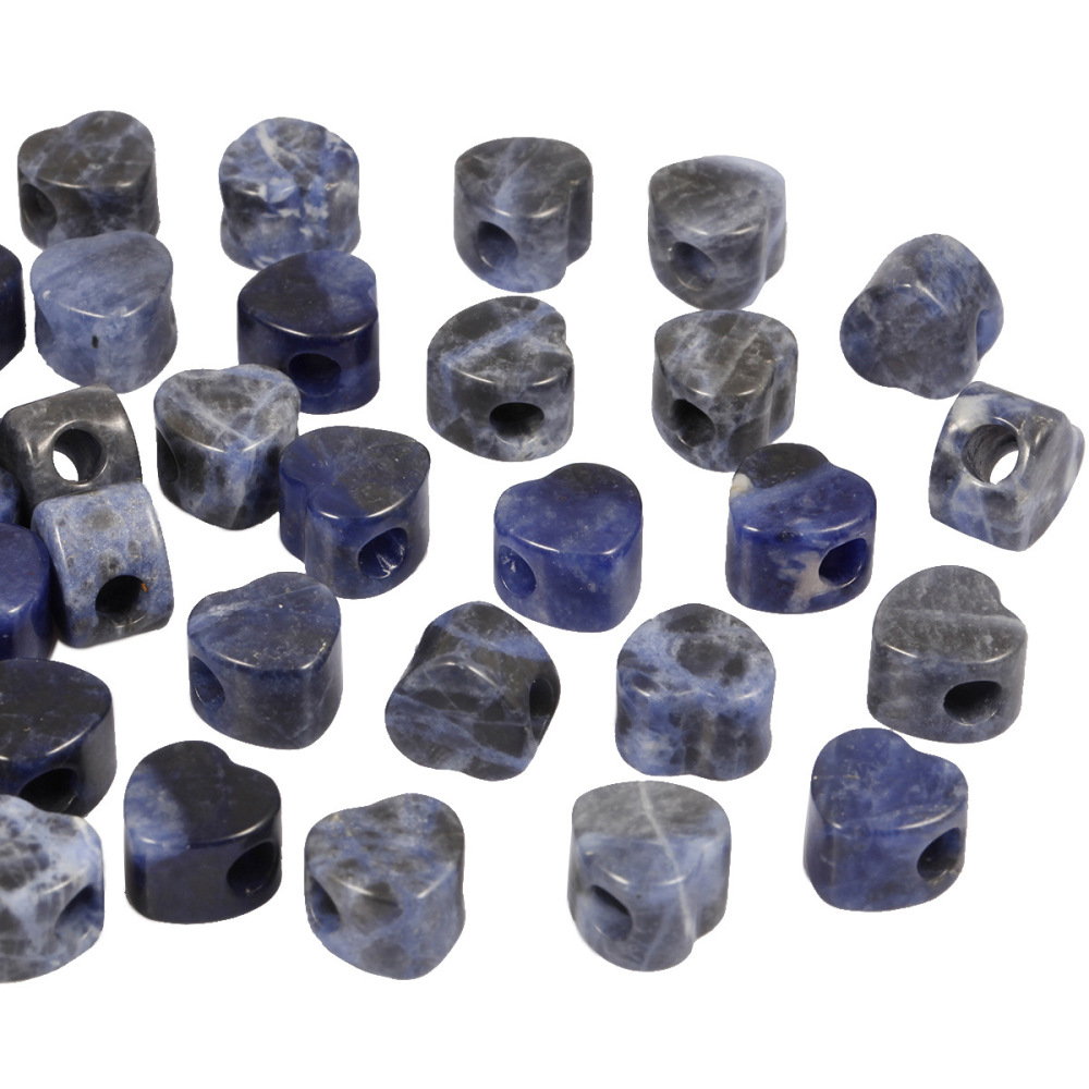 Handmade Craved Loose 14MM Heart Stone Beads for Making Jewelry Drilled Big Hole-5MM 1Pieces