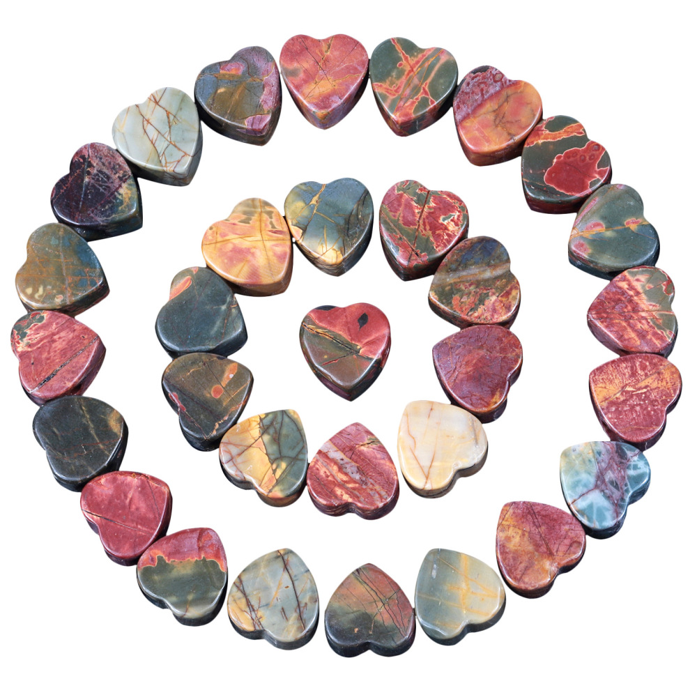 Handmade Craved Loose 14MM Heart Stone Beads for Making Jewelry Drilled Big Hole-5MM 1Pieces
