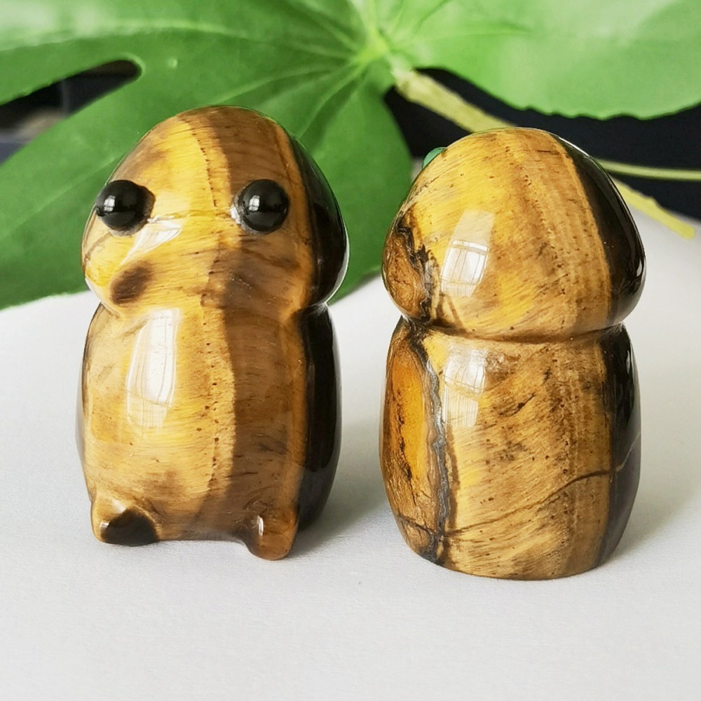 Handmade Craved Tiger Eye Monster Pendant for Home & office Decor 25X40MM  Spirit Crystal Ghost Sculpture Figurine Ornament Healing Stone
