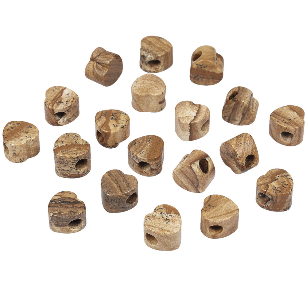 Handmade Craved Loose 14MM Heart Stone Beads for Making Jewelry Drilled Big Hole-5MM 1Pieces